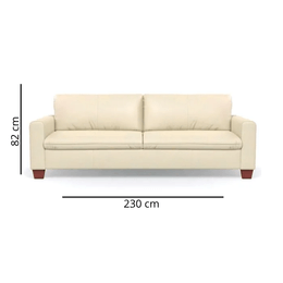 Sofa Blanc 2,30m 3 Lugares Couro Legitimo com USB Perola medidas